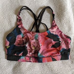 Lululemon Pink and Black Floral Sports Bra